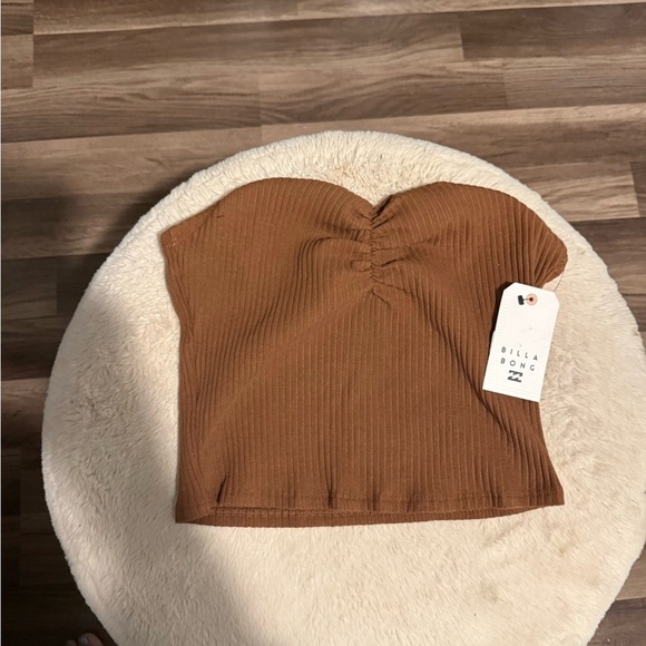 Billabong Women's Tan Ribbed Crop Top size large - Picture 3 of 7